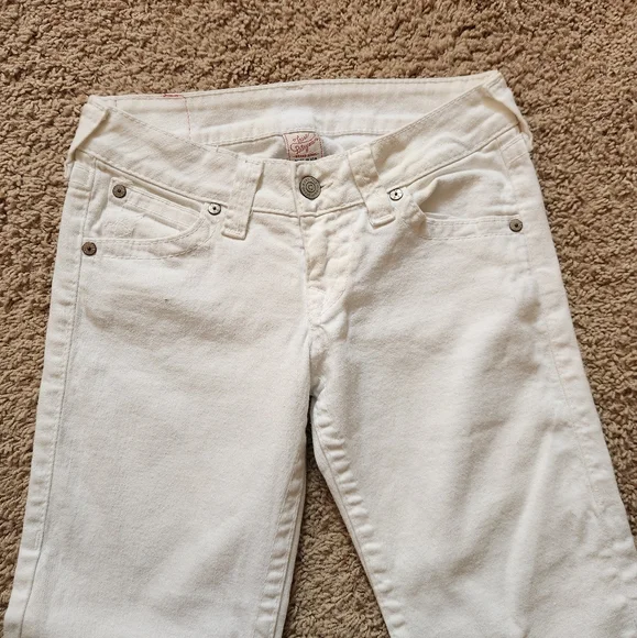 True Religion Jeans Women's 27 White Flare Cotton Stretch Boot Cut Made USA - Picture 3 of 14